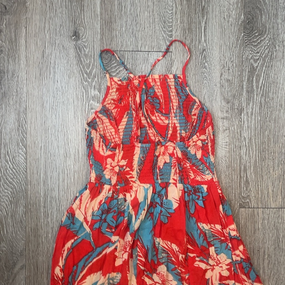 Free People Red Tropical Print Maxi Dress with Blue Accents - Picture 7 of 9
